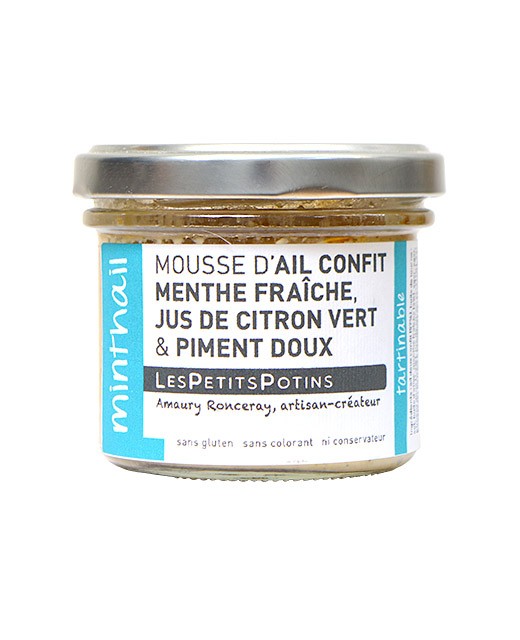 Mousse de ajo confitado con menta fresca y pimiento - Les Petits Potins